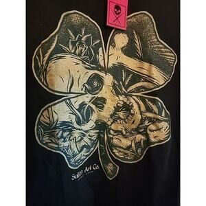 Sullen Art Collective Fools Gold Mens Small T-shirt Skull Clover Lucky A98 Nwt